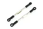 Two HSP RC car turnbuckles with silver metal rods and black plastic ball ends on a white background.