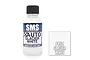 A 30ml bottle of SMS Auto Glacier White acrylic lacquer paint with a black cap, standing next to a white square swatch labeled PA04 Glacier White.