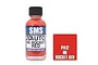A 30ml bottle of SMS Auto HK Rocket Red acrylic lacquer paint next to a red color swatch square labeled PA12 HK Rocket Red.