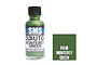 A 30ml bottle of SMS Auto Monterey Green metallic hobby paint next to a green colour swatch square.