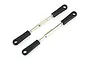 Two HSP RC turnbuckles with silver metal rods and black plastic ball ends on a white background.