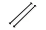 Two black metal RC drive shafts with ball joints at both ends, isolated on a white background.