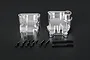 Rovan silver aluminium gearbox case set with included mounting screws and a pre-installed bearing on a black background.