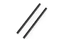 Two black metal suspension arm pins for an RC car, shown side-by-side against a white background.