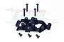 GPM Racing black aluminium rear bulkhead for RC cars with included mounting screws on a white background.