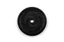 A black 82T Delrin spur gear for RC cars, featuring a central mounting hole and molded tooth profile, isolated on a white background.