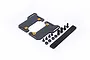 Koswork carbon fibre short battery mount set including two carbon plates, screws, spacers, and a foam strip on a white background.