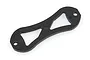 A black plastic HSP upper steering servo plate with a triangular cutout design and two mounting holes.