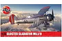 Airfix 1/72 scale Gloster Gladiator Mk.I/II model kit box art showing a silver biplane flying over snowy mountains.
