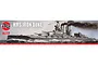 Airfix 1/600 scale HMS Iron Duke battleship model kit box art showing the ship at sea with smoke from its funnels.