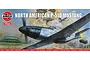 Airfix 1/24 scale North American P-51D Mustang model kit box art showing a silver fighter plane in flight over a battlefield.