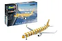 Revell 1/144 scale Airbus A321-200 Condor model kit box and a fully assembled model plane with yellow and white stripes.
