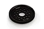 A black MST 73T 48dp spur gear for RC cars, featuring a lightweight design with circular cutouts, isolated on a white background.