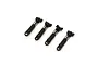 Four black Kyosho RC shock absorbers arranged in a row on a white background.