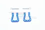 Two blue aluminium D-rings with a diamond-pattern texture and two silver mounting pins on a white background.
