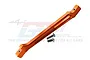 GPM Racing orange aluminium front centre chassis brace with two included screws, shown against a white background with a faint GPM logo.