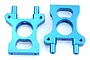 Two blue anodized aluminium centre differential mounts for an RC car, shown against a white background.