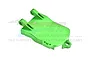 A green anodized aluminium battery box component from GPM Racing for RC cars.