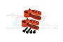 Two orange anodized aluminium 25T servo horns with four black screws, set against a GPM Racing logo background.
