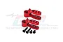 Two red anodized aluminium 25T servo horns with four black screws, displayed against a white background with a faint GPM logo.