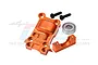 GPM Racing orange anodised aluminium rear gear cover set with screws and a ball bearing for RC cars.