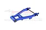 A blue anodized aluminium rear swing arm for an RC car by GPM Racing, shown against a white background with a faint watermark.