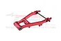 A red anodized aluminium rear swing arm for an RC car by GPM Racing, shown against a white background.