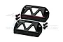 Two black GPM Racing aluminium servo protectors with mounting screws on a white background.
