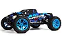 Maverick Phantom MT 1/10 scale RC monster truck in black and blue with bright blue wheels on a white background.