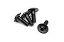 Four black HPI Racing 3x9mm partial thread shoulder screws arranged on a white background.