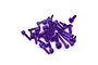 A pile of purple anodized aluminum socket head screws for RC transmitters.