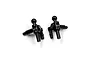A pair of black aluminium steering knuckles for Mini-Z RC cars by Yeah Racing, featuring the YR logo.