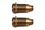 Two bronze-coloured threaded aluminium RC shock bodies for Factory Team FOX V2 shocks, shown side-by-side against a white background.