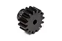A black metal 15-tooth pinion gear for RC vehicles, shown from a three-quarter angle against a white background.