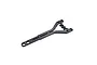 A Y-shaped carbon fibre rear topdeck component for an RC car, featuring a weave pattern and multiple mounting holes.