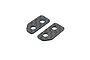 Two small rectangular carbon fiber spacers with two holes each, designed for RC battery holders.