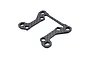 A flat, U-shaped carbon fibre RC car part with multiple mounting holes, isolated against a white background.