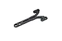 A Y-shaped RC Maker carbon fibre front topdeck component for RC cars, featuring a weave pattern and multiple mounting holes.