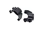 Two black anodized aluminium RC car hub carriers shown from different angles against a white background.