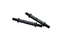 Two black metal RC turnbuckles with threaded ends and a central adjustment hole, isolated on a white background.