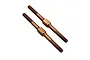 Two copper-coloured metal RC turnbuckles with threaded ends and a central hexagonal adjustment section.