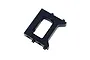 A black anodized aluminium floating servo mount inner piece for RC cars, shown from an angled perspective against a white background.