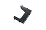 A black anodized aluminium floating servo mount inner for RC cars, featuring a U-shaped design with mounting holes and pins.