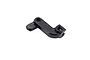 A black anodized aluminium RC sway bar holder component with two threaded holes, shown against a plain white background.
