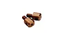 Two copper-coloured metal anti-roll bar adapters for RC cars, featuring threaded studs and cross-drilled holes.