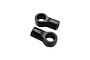 Two black plastic open ball cups for RC anti-roll bars, shown from a top-down perspective against a white background.