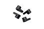 Four small black plastic RC droop screw inserts arranged in a cluster on a white background.