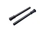 Two black plastic RC car body posts with multiple adjustment holes, shown against a white background.