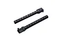 Two black RC car body posts with multiple adjustment holes, shown against a white background.