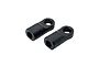Two black RC Maker rear upper arm ball cups shown from an angled perspective against a white background.